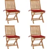 Maison Exclusive - Chaises pliables de jardin avec coussins lot de 4 teck solide Online