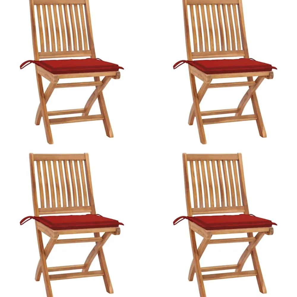 Maison Exclusive - Chaises pliables de jardin avec coussins lot de 4 teck solide Online