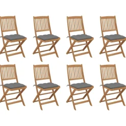Maison Exclusive - Chaises pliables d'extérieur et coussins lot de 8 bois d'acacia Online