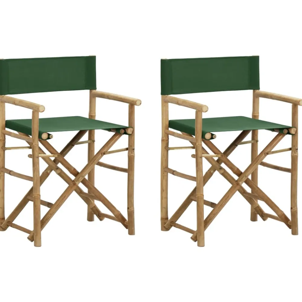 Maison Exclusive - Chaises pliables de directeur lot de 2 vert bambou et tissu Discount
