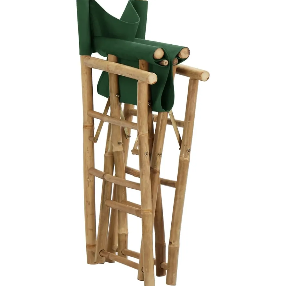 Maison Exclusive - Chaises pliables de directeur lot de 2 vert bambou et tissu Discount