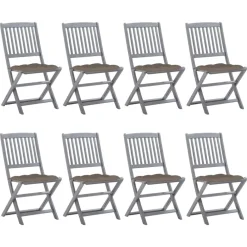 Maison Exclusive - Chaises pliables d'extérieur lot de 8 et coussins bois d'acacia Online