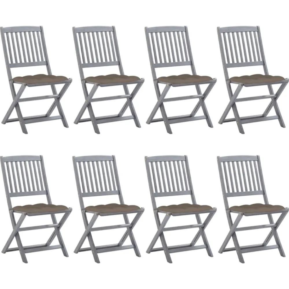 Maison Exclusive - Chaises pliables d'extérieur lot de 8 et coussins bois d'acacia Online
