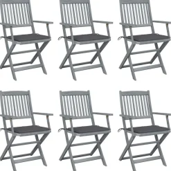 Maison Exclusive - Chaises pliables d'extérieur lot de 6 et coussins bois d'acacia Discount