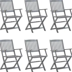 Maison Exclusive - Chaises pliables d'extérieur lot de 6 et coussins bois d'acacia Discount