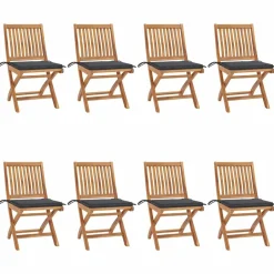 Maison Exclusive - Chaises pliables de jardin avec coussins lot de 8 teck solide Discount