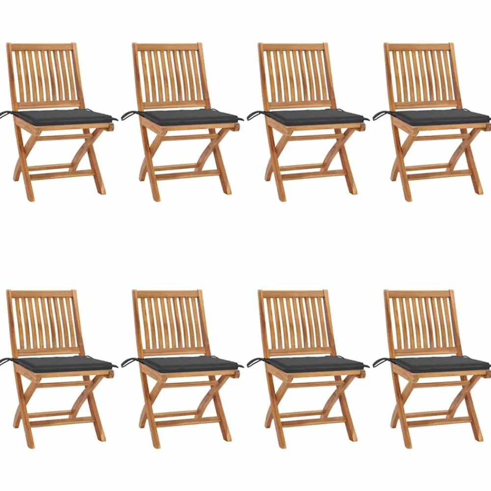 Maison Exclusive - Chaises pliables de jardin avec coussins lot de 8 teck solide Discount