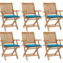 Maison Exclusive - Chaises pliables de jardin avec coussins lot de 6 bois de teck Discount
