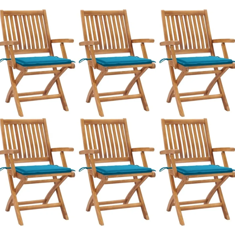 Maison Exclusive - Chaises pliables de jardin avec coussins lot de 6 bois de teck Discount