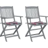 Maison Exclusive - Chaises pliables d'extérieur lot de 2 et coussins bois d'acacia Sale