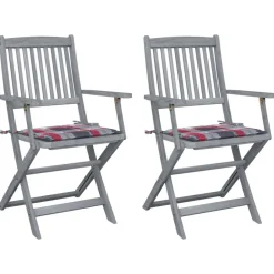 Maison Exclusive - Chaises pliables d'extérieur lot de 2 et coussins bois d'acacia Sale
