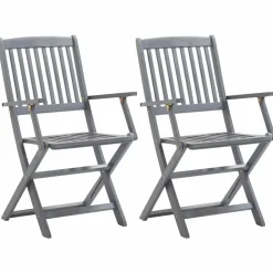 Maison Exclusive - Chaises pliables d'extérieur lot de 2 et coussins bois d'acacia Sale