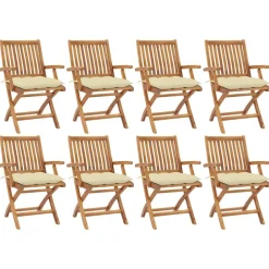 Maison Exclusive - Chaises pliables de jardin avec coussins lot de 8 teck solide Hot