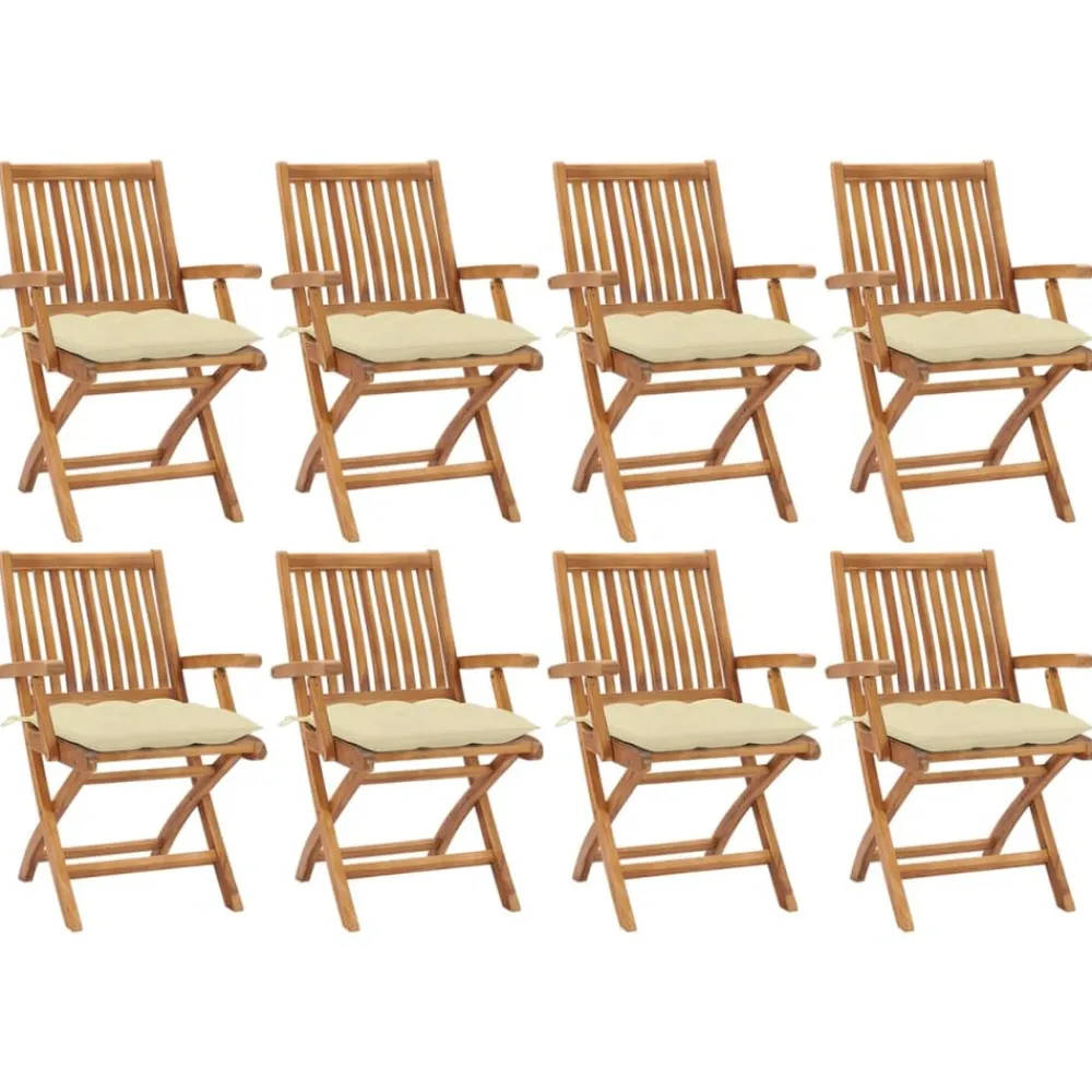 Maison Exclusive - Chaises pliables de jardin avec coussins lot de 8 teck solide Hot