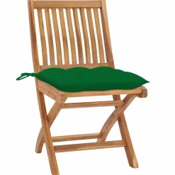 Maison Exclusive Tables Et Chaises De Jardin | - Chaises pliables de jardin avec coussins lot de 4 teck solide