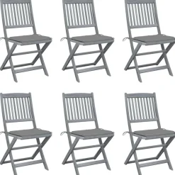 Maison Exclusive Tables Et Chaises De Jardin | - Chaises pliables d'extérieur lot de 6 et coussins bois d'acacia