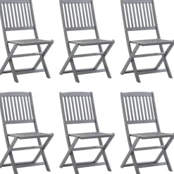 Maison Exclusive Tables Et Chaises De Jardin | - Chaises pliables d'extérieur lot de 6 et coussins bois d'acacia