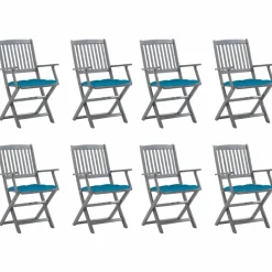 Maison Exclusive - Chaises pliables d'extérieur lot de 8 et coussins bois d'acacia Outlet