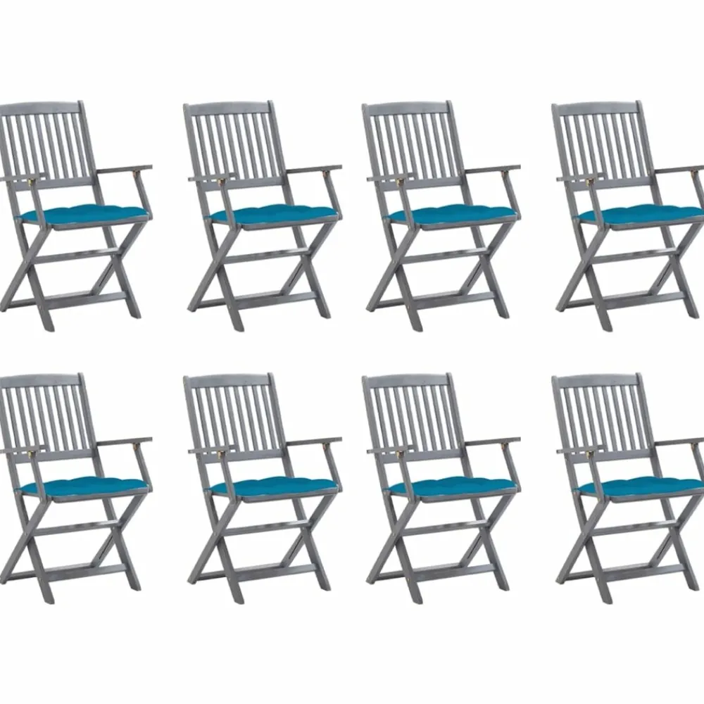 Maison Exclusive - Chaises pliables d'extérieur lot de 8 et coussins bois d'acacia Outlet
