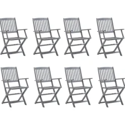 Maison Exclusive - Chaises pliables d'extérieur lot de 8 et coussins bois d'acacia Outlet