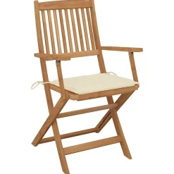 Maison Exclusive Tables Et Chaises De Jardin | - Chaises pliables d'extérieur lot de 2 et coussins bois d'acacia