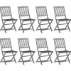 Maison Exclusive - Chaises pliables d'extérieur lot de 8 et coussins bois d'acacia Clearance