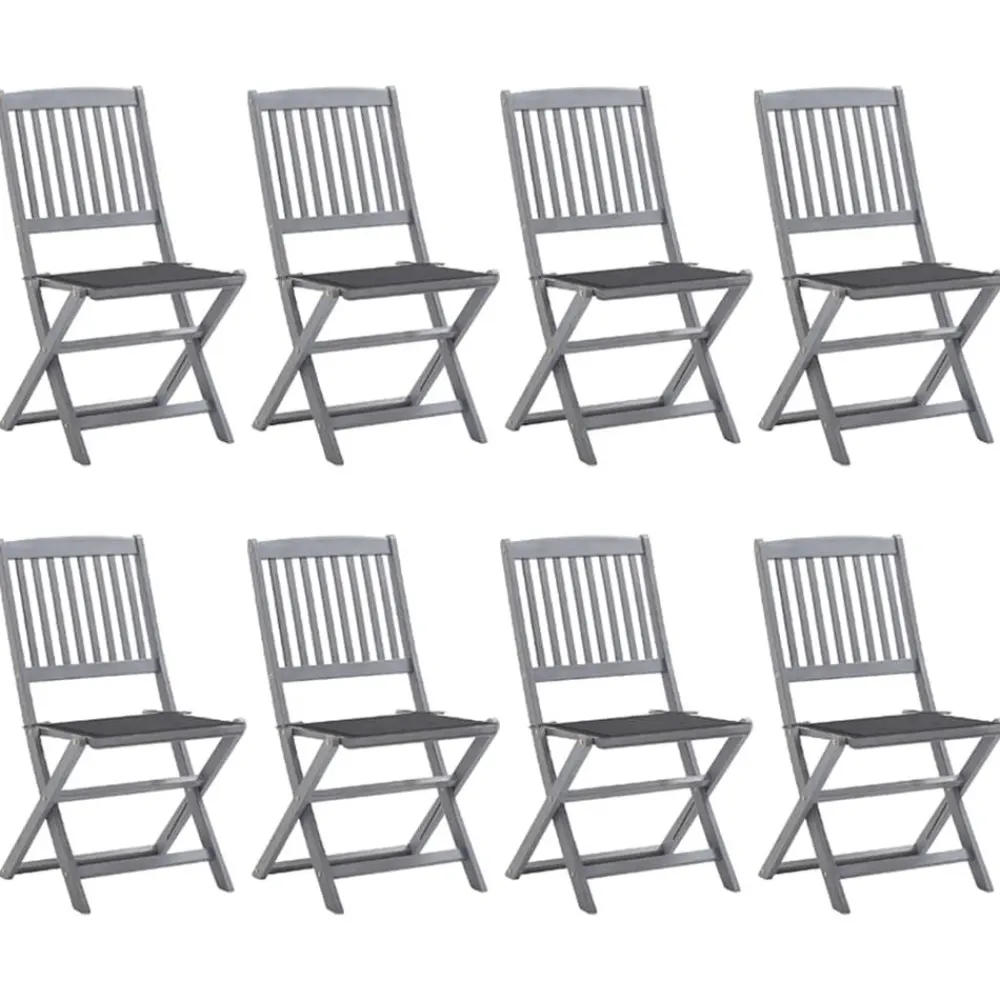 Maison Exclusive - Chaises pliables d'extérieur lot de 8 et coussins bois d'acacia Clearance