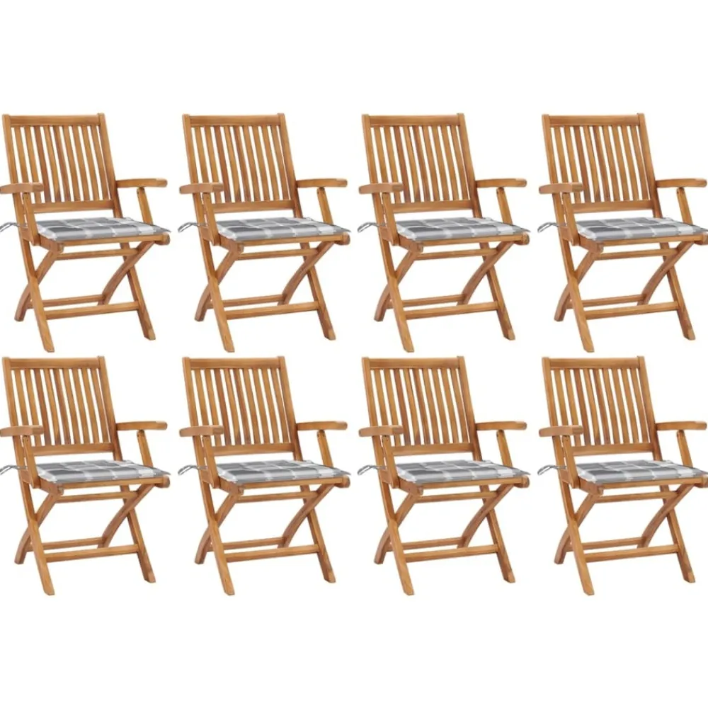 Maison Exclusive - Chaises pliables de jardin avec coussins lot de 8 teck solide