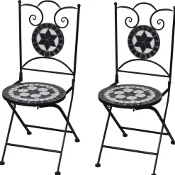 Maison Exclusive - Chaises pliables de bistro 2 pcs céramique noir et blanc Hot