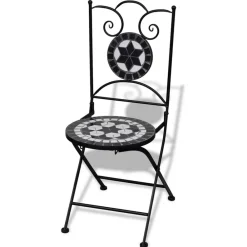 Maison Exclusive - Chaises pliables de bistro 2 pcs céramique noir et blanc Hot