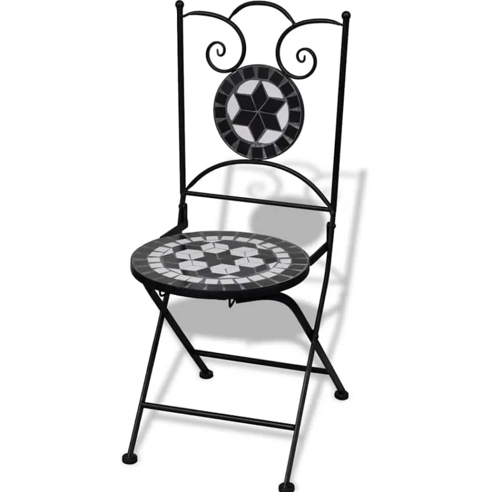 Maison Exclusive - Chaises pliables de bistro 2 pcs céramique noir et blanc Hot