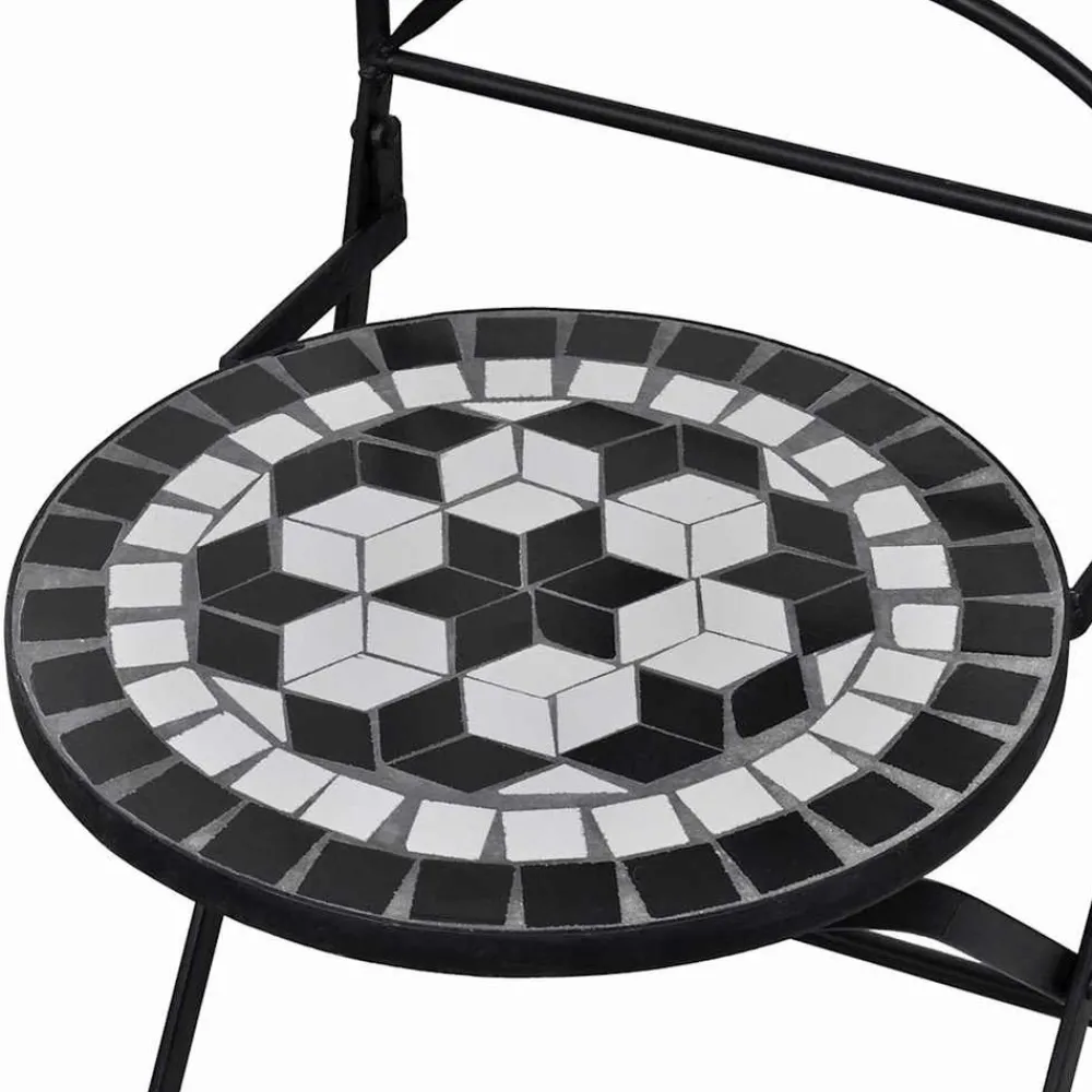 Maison Exclusive - Chaises pliables de bistro 2 pcs céramique noir et blanc Hot