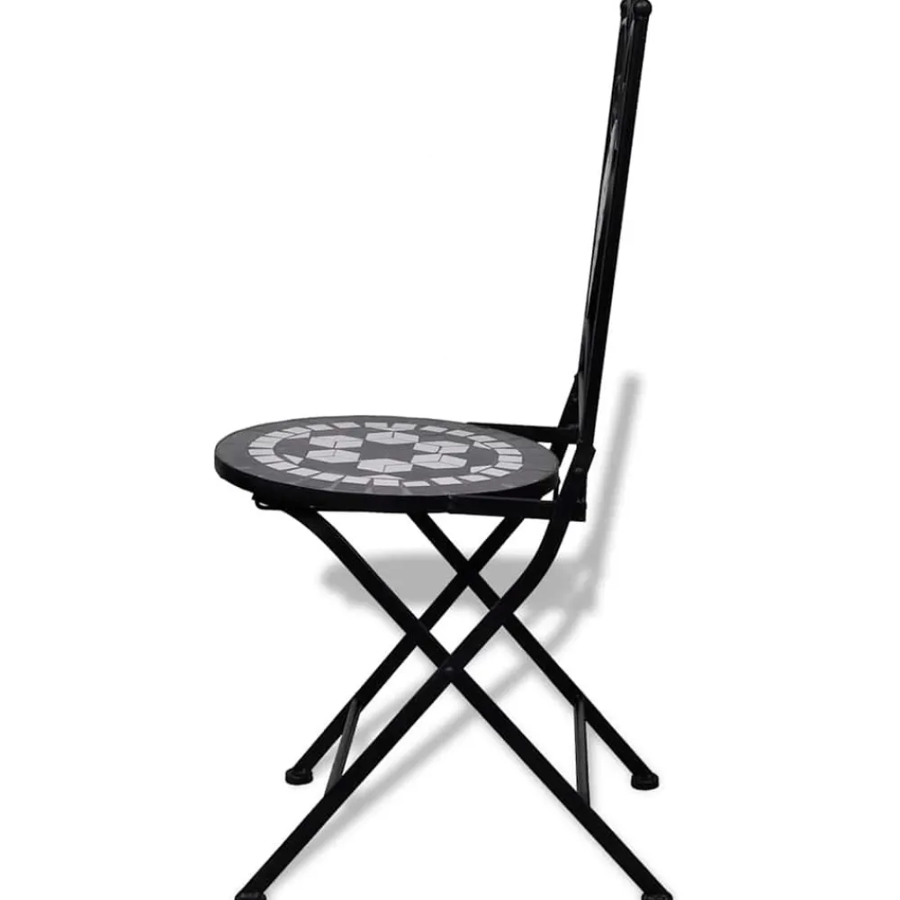 Maison Exclusive - Chaises pliables de bistro 2 pcs céramique noir et blanc Hot