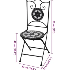 Maison Exclusive - Chaises pliables de bistro 2 pcs céramique noir et blanc Hot