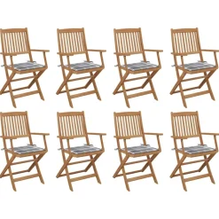 Maison Exclusive - Chaises pliables d'extérieur et coussins lot de 8 bois d'acacia Online