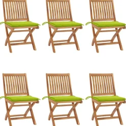 Maison Exclusive Tables Et Chaises De Jardin | - Chaises pliables de jardin avec coussins lot de 6 bois de teck