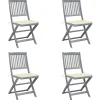 Maison Exclusive - Chaises pliables d'extérieur lot de 4 et coussins bois d'acacia New