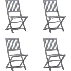 Maison Exclusive - Chaises pliables d'extérieur lot de 4 et coussins bois d'acacia New