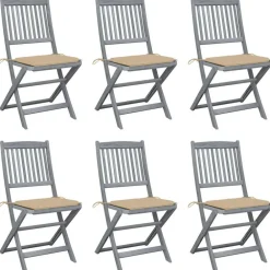 Maison Exclusive - Chaises pliables d'extérieur lot de 6 et coussins bois d'acacia Best