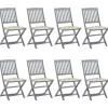 Maison Exclusive - Chaises pliables d'extérieur lot de 8 et coussins bois d'acacia Best