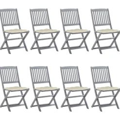Maison Exclusive - Chaises pliables d'extérieur lot de 8 et coussins bois d'acacia Best