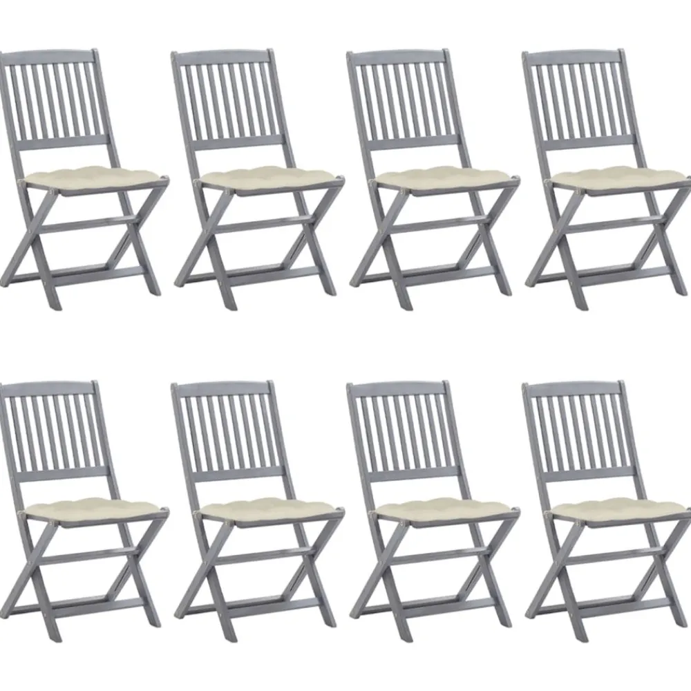 Maison Exclusive - Chaises pliables d'extérieur lot de 8 et coussins bois d'acacia Best