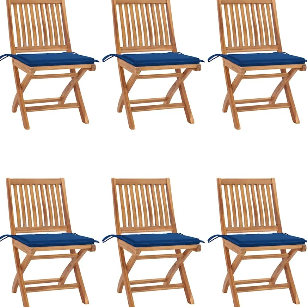 Maison Exclusive - Chaises pliables de jardin avec coussins lot de 6 bois de teck Outlet