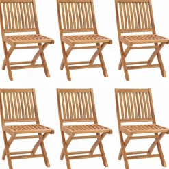 Maison Exclusive Tables Et Chaises De Jardin | - Chaises pliables d'extérieur lot de 6 bois d'acacia solide