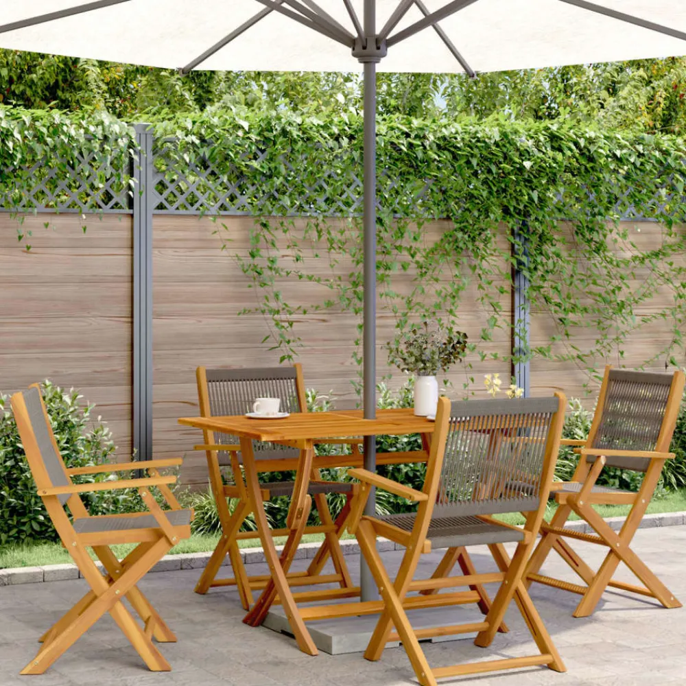 Maison Exclusive - Chaises pliables de jardin 4 pcs gris bois d'acacia massif Outlet