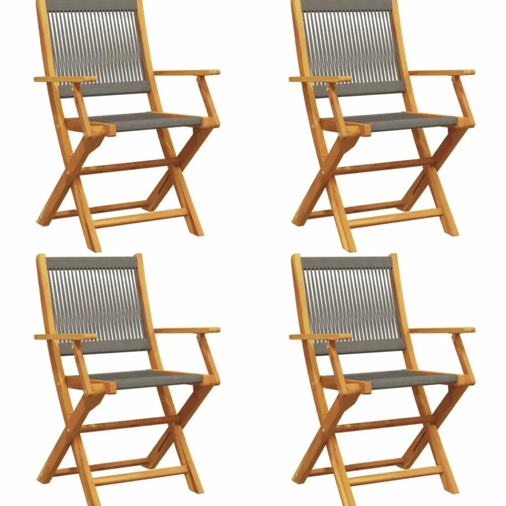 Maison Exclusive - Chaises pliables de jardin 4 pcs gris bois d'acacia massif Outlet