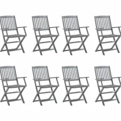 Maison Exclusive Tables Et Chaises De Jardin | - Chaises pliables d'extérieur lot de 8 et coussins bois d'acacia