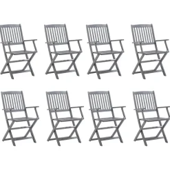 Maison Exclusive Tables Et Chaises De Jardin | - Chaises pliables d'extérieur lot de 2 et coussins bois d'acacia