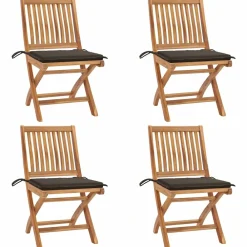 Maison Exclusive - Chaises pliables de jardin avec coussins lot de 4 teck solide Sale