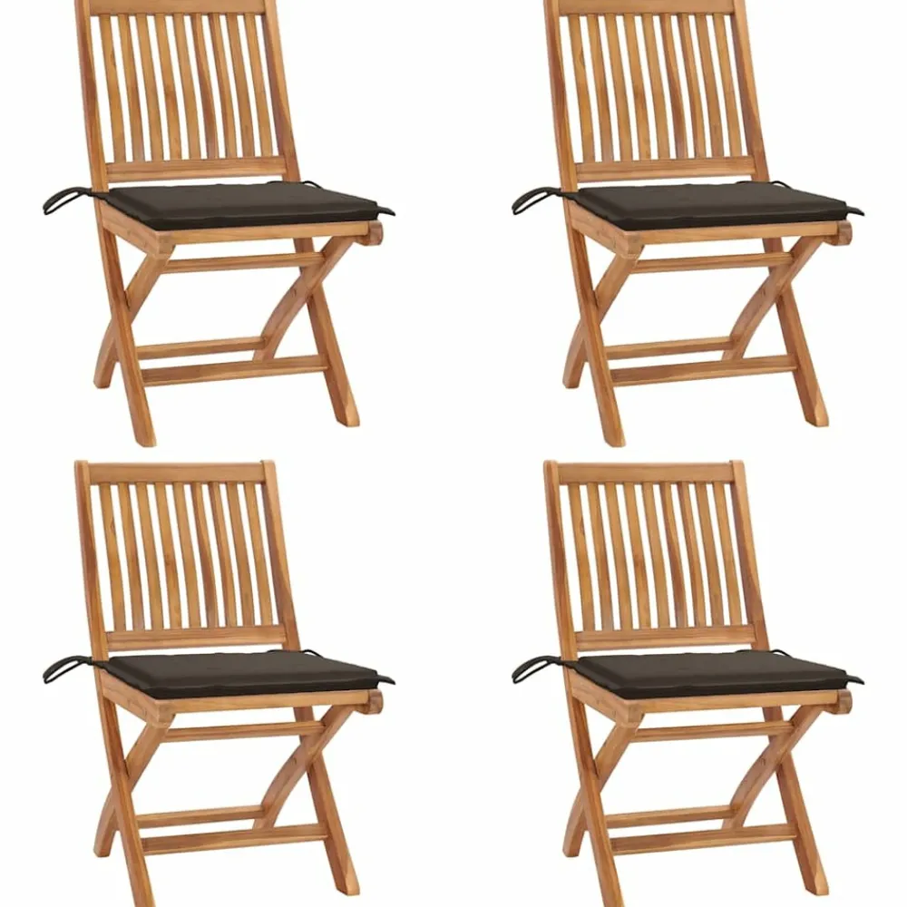 Maison Exclusive - Chaises pliables de jardin avec coussins lot de 4 teck solide Sale